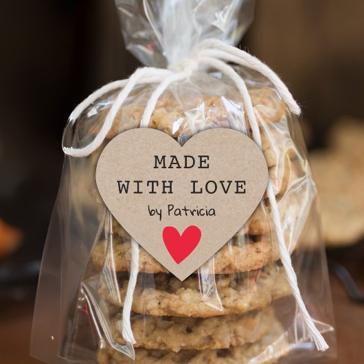 Gepersonaliseerd gemaakt met liefde rood hart kraf hart sticker