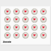 Gepersonaliseerd gemaakt met liefde rood hart lich ronde sticker (Vel)