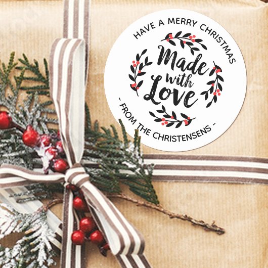 Gepersonaliseerd gemaakt met liefdeskerst ronde sticker