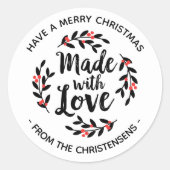 Gepersonaliseerd gemaakt met liefdeskerst ronde sticker (Voorkant)