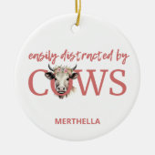 Gepersonaliseerd GEMAKKELIJK AFGELEID DOOR KOEIEN  Keramisch Ornament (Voorkant)