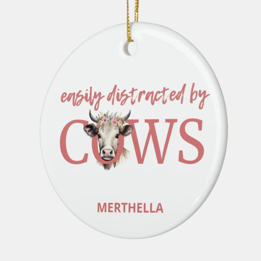 Gepersonaliseerd GEMAKKELIJK AFGELEID DOOR KOEIEN  Keramisch Ornament (Links)