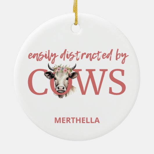 Gepersonaliseerd GEMAKKELIJK AFGELEID DOOR KOEIEN  Keramisch Ornament (Achterkant)