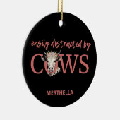 Gepersonaliseerd GEMAKKELIJK AFGELEID DOOR KOEIEN  Keramisch Ornament (Rechts)