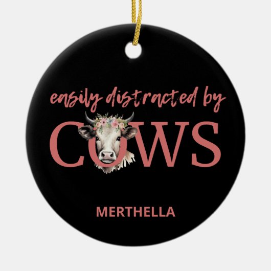 Gepersonaliseerd GEMAKKELIJK AFGELEID DOOR KOEIEN  Keramisch Ornament (Voorkant)