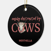 Gepersonaliseerd GEMAKKELIJK AFGELEID DOOR KOEIEN  Keramisch Ornament (Links)