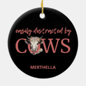 Gepersonaliseerd GEMAKKELIJK AFGELEID DOOR KOEIEN  Keramisch Ornament (Achterkant)