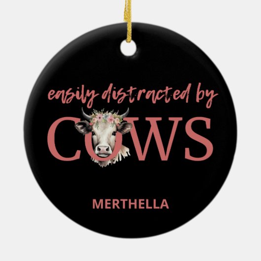 Gepersonaliseerd GEMAKKELIJK AFGELEID DOOR KOEIEN  Keramisch Ornament (Achterkant)