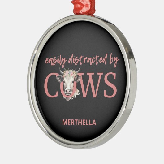 Gepersonaliseerd GEMAKKELIJK AFGELEID DOOR KOEIEN  Metalen Ornament (Links)