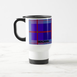 Gepersonaliseerd geometrisch blauw/rood stijlvol reisbeker