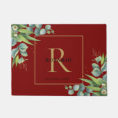 Gepersonaliseerd gepolijst Bourgogne Gold Monogram Deurmat (Voorkant)