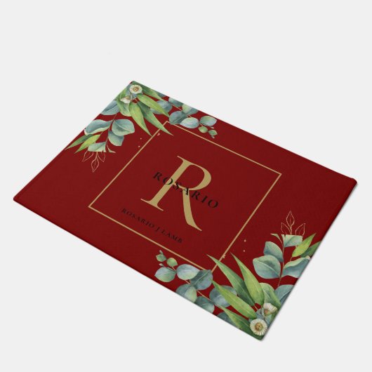 Gepersonaliseerd gepolijst Bourgogne Gold Monogram Deurmat (Schuin)