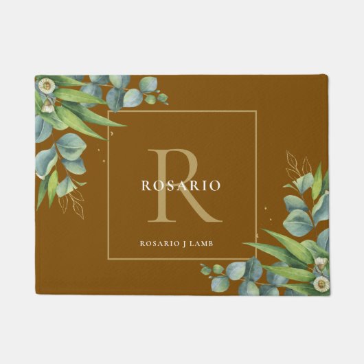 Gepersonaliseerd gepolijst bronzen gouden monogram deurmat (Voorkant)