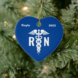 Gepersonaliseerd geregistreerd verpleegster Caduce Keramisch Ornament