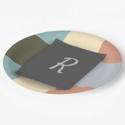 gepersonaliseerd geruit papieren bordje (Gekanteld)