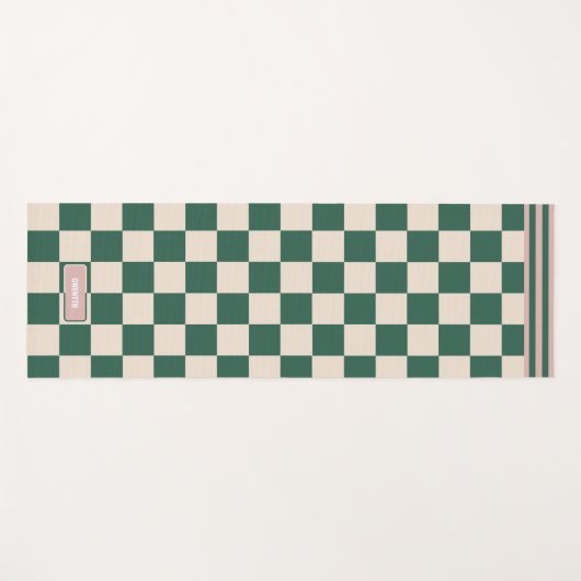 Gepersonaliseerd geruite roze & groen yogamat (Voorkant (horizontaal))