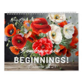 Gepersonaliseerd geschenk, 2 jaar bloemen papaver  kalender (Hoes)