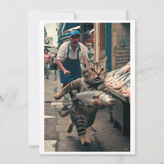 Gepersonaliseerd geschenk: grillige 'Fishy Fiasco' Feestdagenkaart (Voorkant)