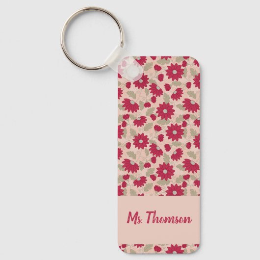Gepersonaliseerd geschenk van de leraar, roze didi sleutelhanger (Voorkant)
