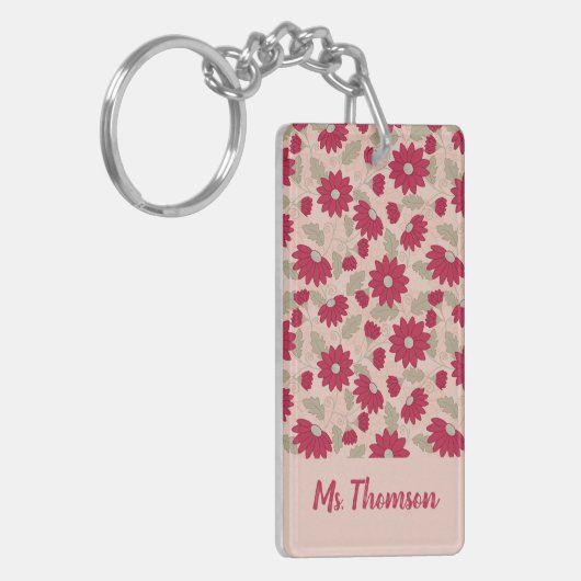 Gepersonaliseerd geschenk van de leraar, roze didi sleutelhanger (Voorkant Links)