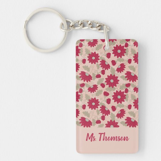 Gepersonaliseerd geschenk van de leraar, roze didi sleutelhanger (Voorkant)