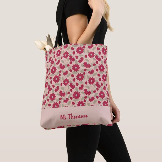 Gepersonaliseerd geschenk van de leraar, roze didi tote bag (Dichtbij)