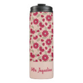 Gepersonaliseerd geschenk van de leraar, roze kled thermosbeker (Voorkant)