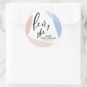 Gepersonaliseerd geslacht onthult hij of zij ronde sticker (Tas)