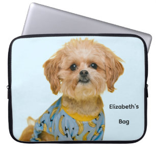 Gepersonaliseerd gesneden hondenpatroon laptop sleeve
