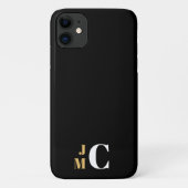 Gepersonaliseerd gestapeld Initiaal, zwart/goud/wi Case-Mate iPhone Case (Achterkant)