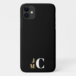 Gepersonaliseerd gestapeld Initiaal, zwart/goud/wi Case-Mate iPhone Case