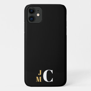 Gepersonaliseerd gestapeld Initiaal, zwart/goud/wi Case-Mate iPhone Case