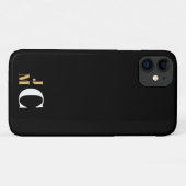 Gepersonaliseerd gestapeld Initiaal, zwart/goud/wi Case-Mate iPhone Case (Achterkant (horizontaal))