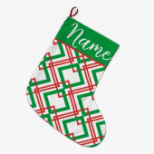 Gepersonaliseerd  gestreept rood en groen Groot C Grote Kerstsok (Voorkant (Hangend))