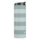 Gepersonaliseerd | Gestreept stoffig blauw Thermosbeker (Gedraaid links)