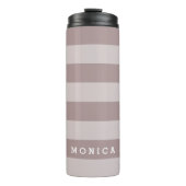 Gepersonaliseerd | Gestreepte stoffige pruim Thermosbeker (Voorkant)