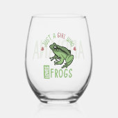 Gepersonaliseerd Gewoon een meisje dat van kikkers Wijnglas Zonder Voet (Voorkant)