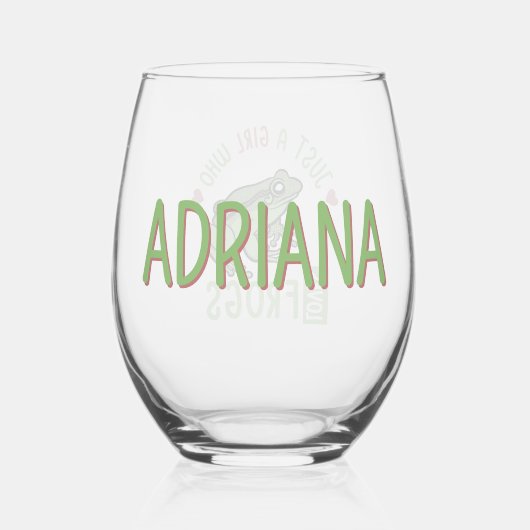Gepersonaliseerd Gewoon een meisje dat van kikkers Wijnglas Zonder Voet (Achterkant)