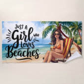 Gepersonaliseerd, gewoon een meisje dat van strand strandlaken (Voorkant)