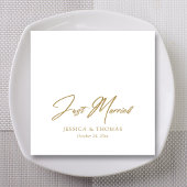 Gepersonaliseerd Gewoon Getrouwd Goud Hand-Lettere Servet