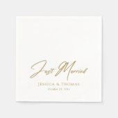 Gepersonaliseerd Gewoon Getrouwd Goud Hand-Lettere Servet (Voorkant)