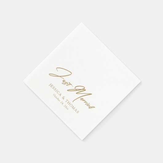 Gepersonaliseerd Gewoon Getrouwd Goud Hand-Lettere Servet (Hoek)
