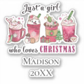 Gepersonaliseerd gewoon meisje dat van Kerstmis ho Sticker (Voorkant)