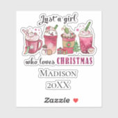 Gepersonaliseerd gewoon meisje dat van Kerstmis ho Sticker (Vel)