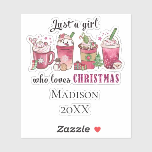 Gepersonaliseerd gewoon meisje dat van Kerstmis ho Sticker (Vel)
