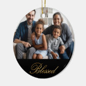 Gepersonaliseerd Gezegend in goud met zilveren gli Keramisch Ornament (Links)