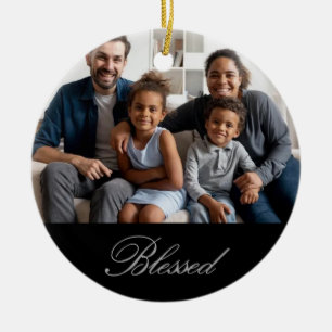 Gepersonaliseerd Gezegend in zilver met glitter Keramisch Ornament