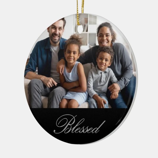 Gepersonaliseerd Gezegend in zilver met glitter Keramisch Ornament (Links)