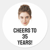 Gepersonaliseerd gezicht 20e 30e 40e 50 verjaardag ronde sticker (Voorkant)