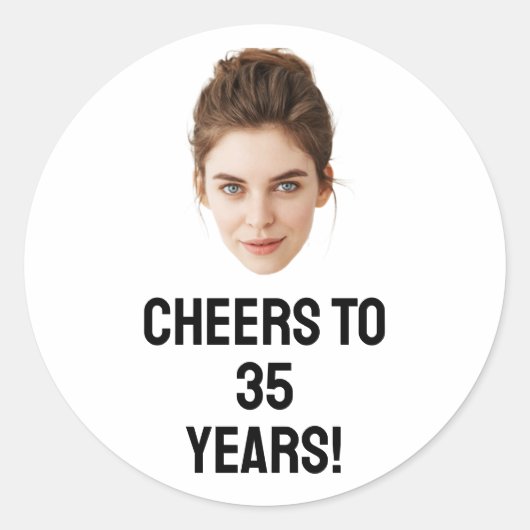 Gepersonaliseerd gezicht 20e 30e 40e 50 verjaardag ronde sticker (Voorkant)